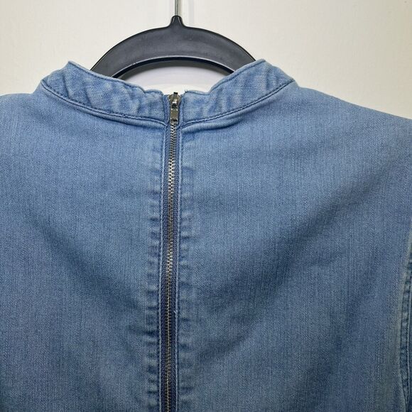 Bodycon Denim Cutout Above Knee Dress Puff Sleeves Size Large - Picture 7 of 7